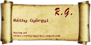 Réthy Györgyi névjegykártya